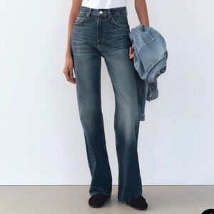 Zara Blue High-Rise Wide Leg Jeans